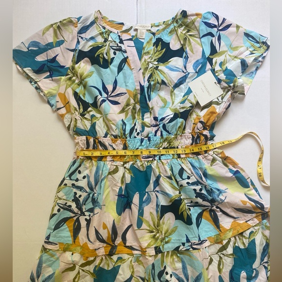 CYNTHIA ROWLEY 100% Cotton Popover V-Neck Tiered Floral Maxi Dress Size 1X NWT💫 - Picture 13 of 15